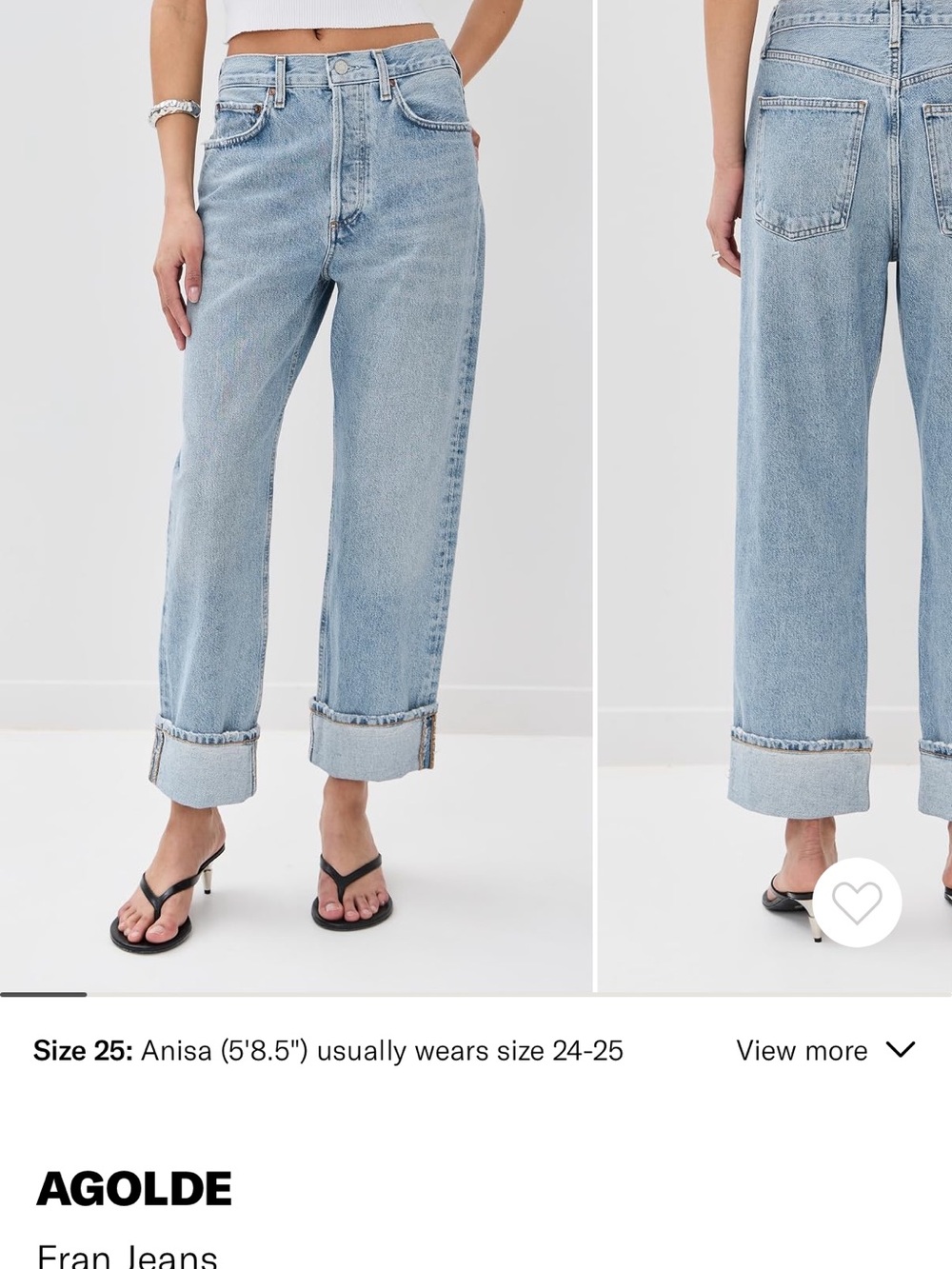 Agolde Light Blue Boyfriend Jeans with Rolled Cuffs, Size 25
